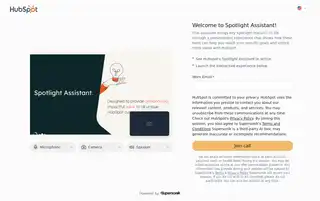 HubSpot Spotlight Assistant welcome screen powered by Supersonik